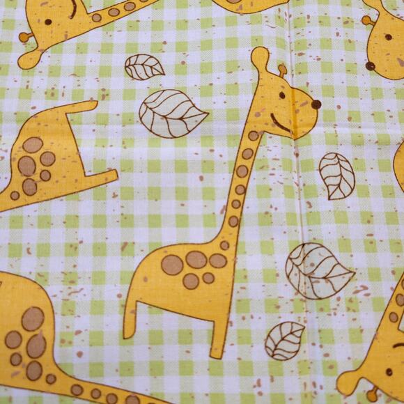 Cotton Fabric Yellow Giraffes Green Gingham 18"x44" JoAnn Baby Nursery - Picture 7 of 8